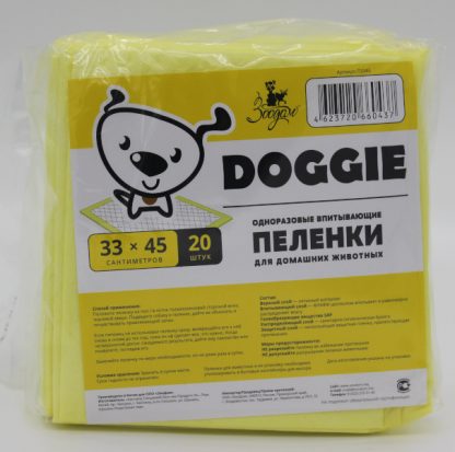 Пеленки для животных ЗооДом DOGGIE размер 33см х 45см (20 штук в упаковке)