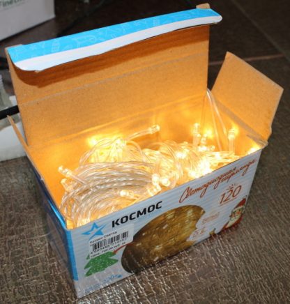 Светодиодная гирлянда Космос KOC_GIR120LED_W, белый свет, 12.8 м, 8 режимов мигания, 14352