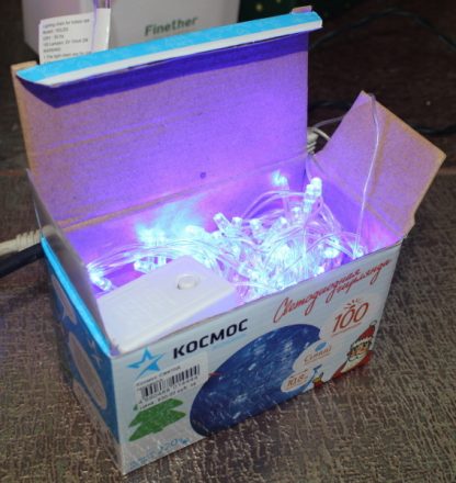 Светодиодная гирлянда Космос KOC_GIR100LED_B, синий свет, 10.8 м, 8 режимов мигания, 14444