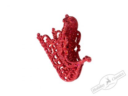 1014R Сани Деда Мороза красные искристые 10,5х7,5 см (отдел елочная игрушка, подвеска на елку)