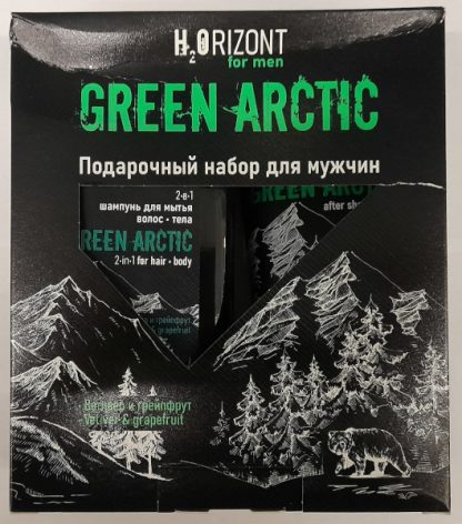 Подарочный набор для мужчин "H2Orizont" Green Arctic (шампунь 500мл + бальзам п/бритья 150мл)