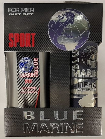 Подарочный мужской набор 082 "BLUE MARINE" SPORT (шампунь 250мл и пена для бритья 200мл)