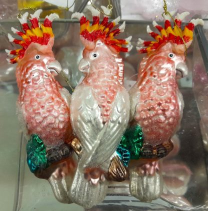 Ёлочная игрушка подвеска Попугай Какаду розовый (стекло), в ассортименте, 5,5х3,5х16,5 см, 203615 036159 (отдел елочная игрушка, подвеска на елку)