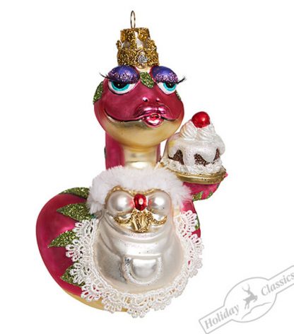 243958 Змея "Королева десертов" (стекло) 8,5х7,5х14см (отдел елочная игрушка, подвеска на елку)