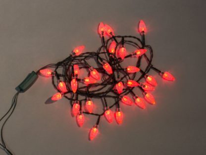 077 Электрогирлянда "Шишки" 50 красных LED огней, зеленый провод, 6,4м (отдел елочная игрушка, подвеска на елку)