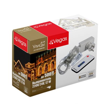 Выпрямитель (преобразователь) 220V/24V мощность 12 W (макс подкл 500 LED ламп) с пультом 55121