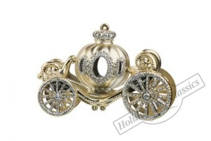 1918 Карета для Золушки лимонная матовая с серебристым декором 3D 12х5,5х8 см (отдел елочная игрушка, подвеска на елку)