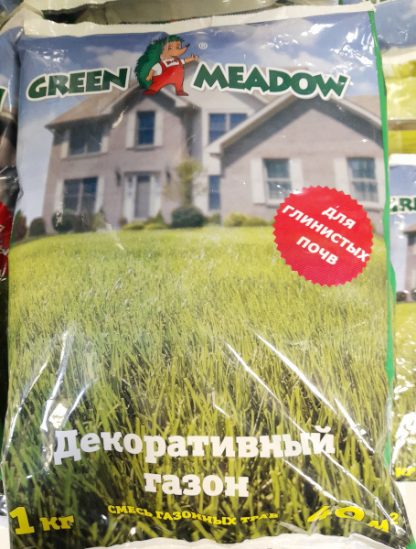Декоративный газон для глинистых почв 1 кг (смесь газонных трав) (до 40 м2) (семена газонной травы)