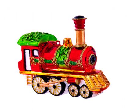 756 Паровозик "Путешествие в сказку" (стекло) 11,5х4х9,5см 226542 (отдел елочная игрушка, подвеска на елку)