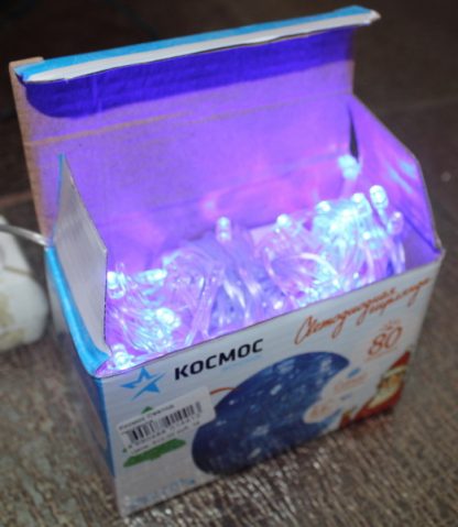 Светодиодная гирлянда Космос KOC_GIR80LED_B, синий свет, 8.8 м, 8 режимов мигания, 14413