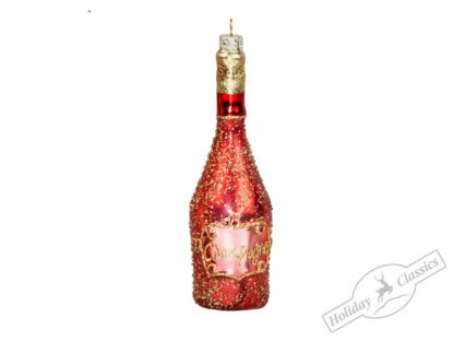 1034 Бутылочка "Старинный погребок" красная (стекло) 4,7х15,2 см (отдел елочная игрушка, подвеска на елку)
