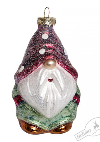 394 Гном "Зимняя сказка" (стекло) 6,5х6х11см (отдел елочная игрушка, подвеска на елку)